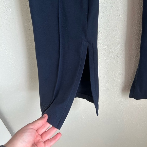 Athleta Navy Blue High Rise Flare Leg Slit Greenwich Pants Medium - Picture 3 of 10